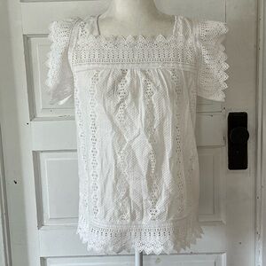 Kindred | White Eyelet Cotton Blend Top